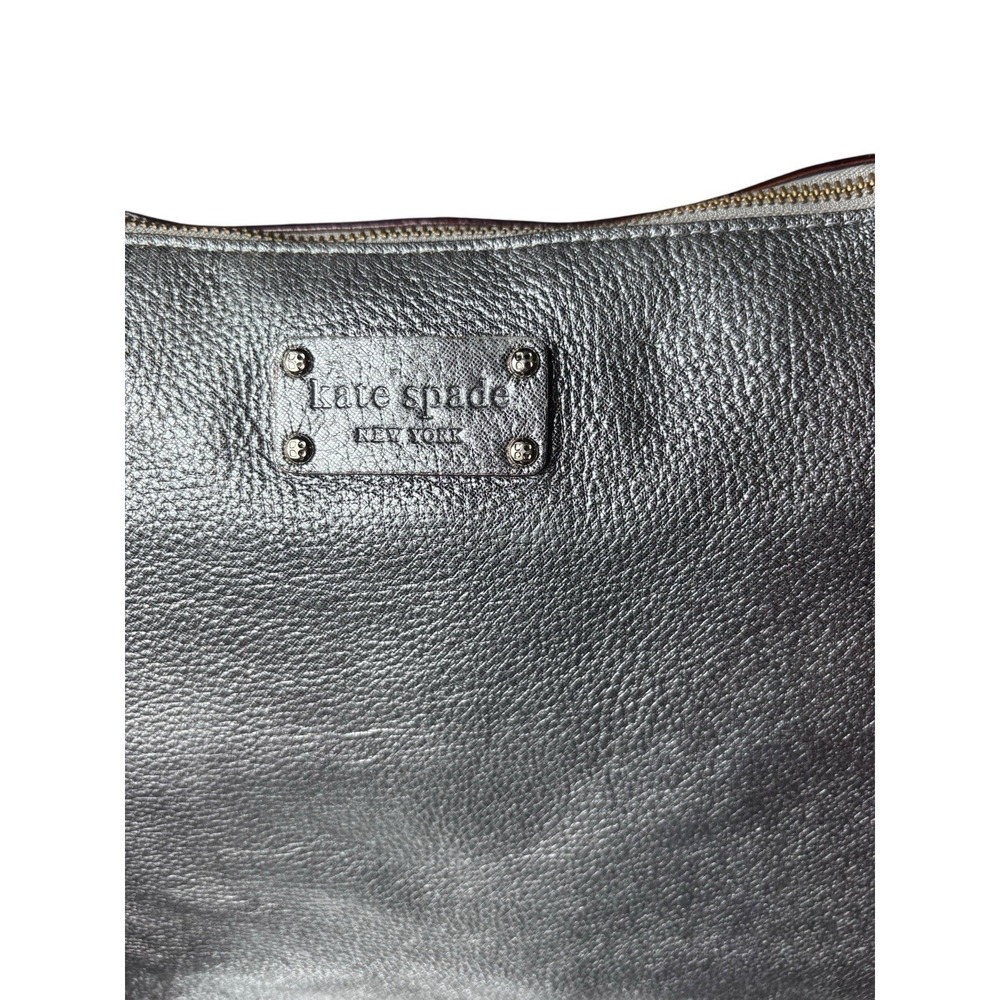 Kate Spade Large Silver Metallic Pebble Gray Hobo Bag Purse Soft‎ - Picture 7 of 10